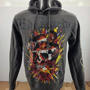 Vintage Ed Hardy Hoodie Love Kill Slowly Skull Tattoo Y2K Gray Size S Small